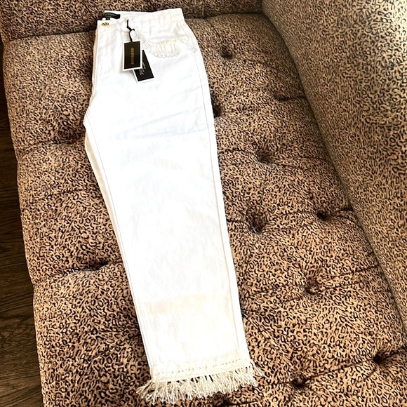 JUICY COUTURE BLACK LABEL White Fringe Embellished Boyfriend Jeans Size 26. - Picture 3 of 10